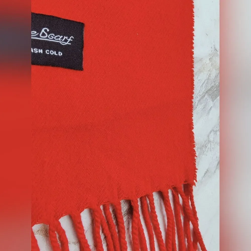 Unbranded Unisex Cashmere Scarf Wrap Bright Red 12”x37”